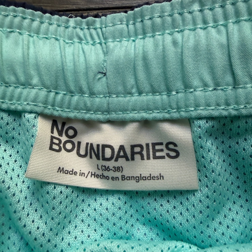 No Boundaries Mens Navy Blue Cactus Print Swim Trunks Size L 36-38 NWT - Picture 3 of 7